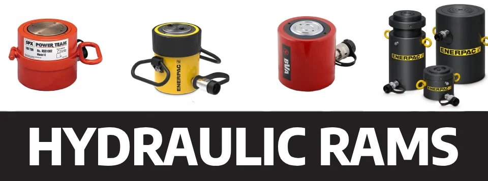 Hydraulic rams of various different brands.