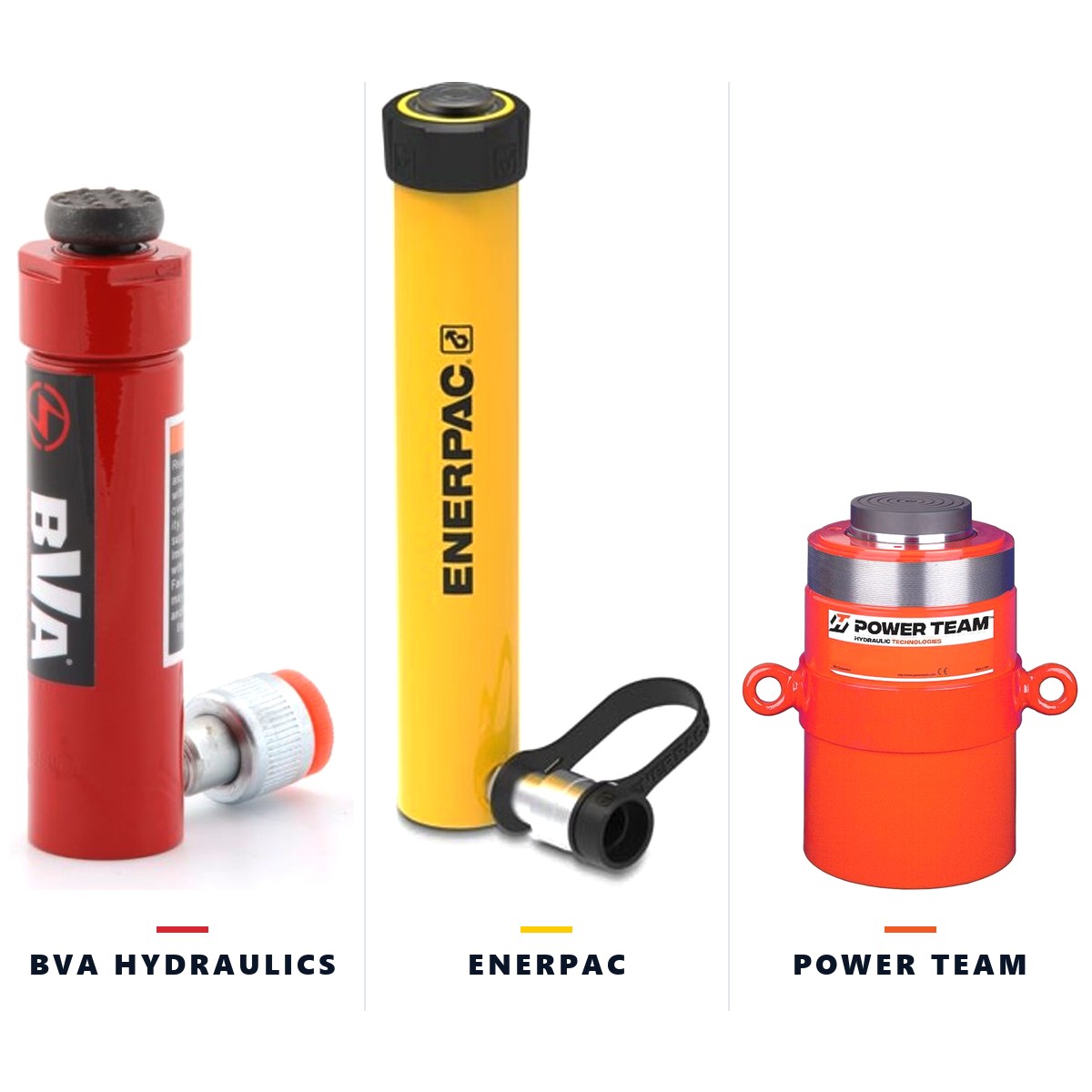 Hydraulic cylinders from BVA, Enerpac and Power Team